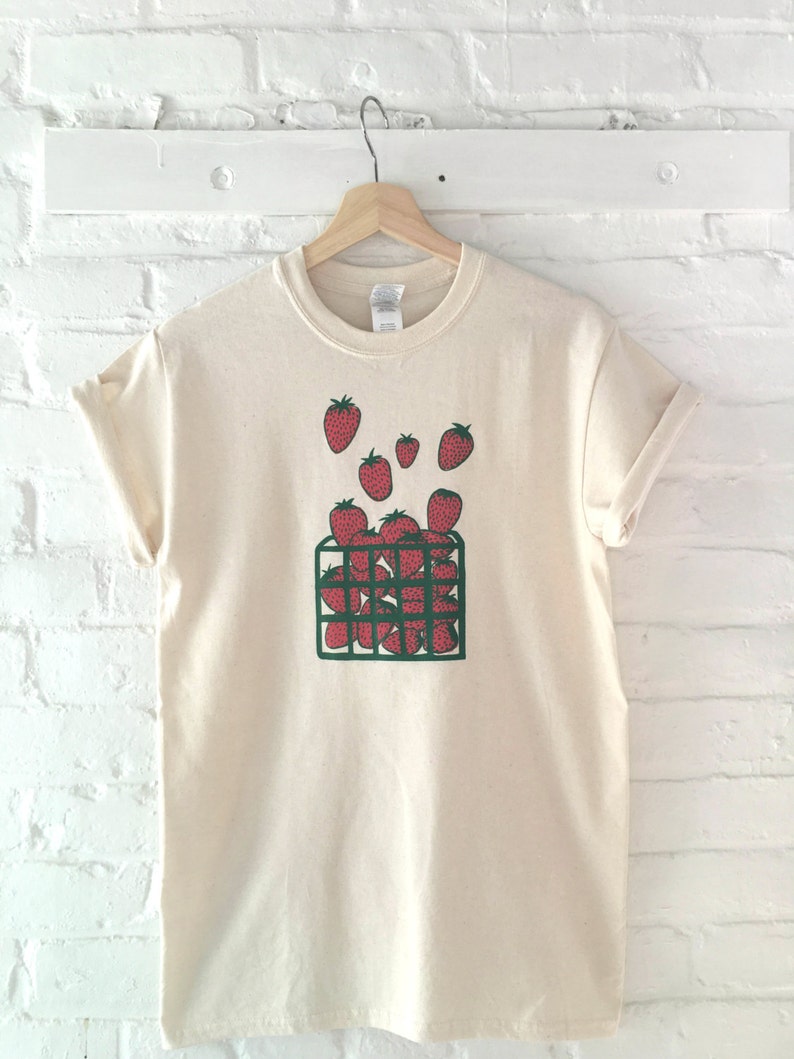 Strawberry Shirt, Screen Print T-Shirt, Graphic Tee, Foodie Clothing Gift 