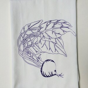 Beet Tea Towel, Screen Printed Flour Sack Towel
