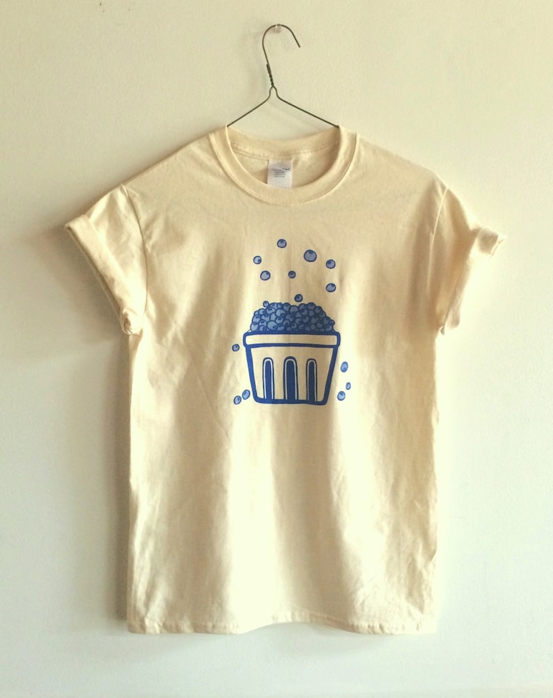 Blueberry T-Shirt, Food Shirt, Graphic Tee, Screen Printed T Shirt, Foodie Gift image 2