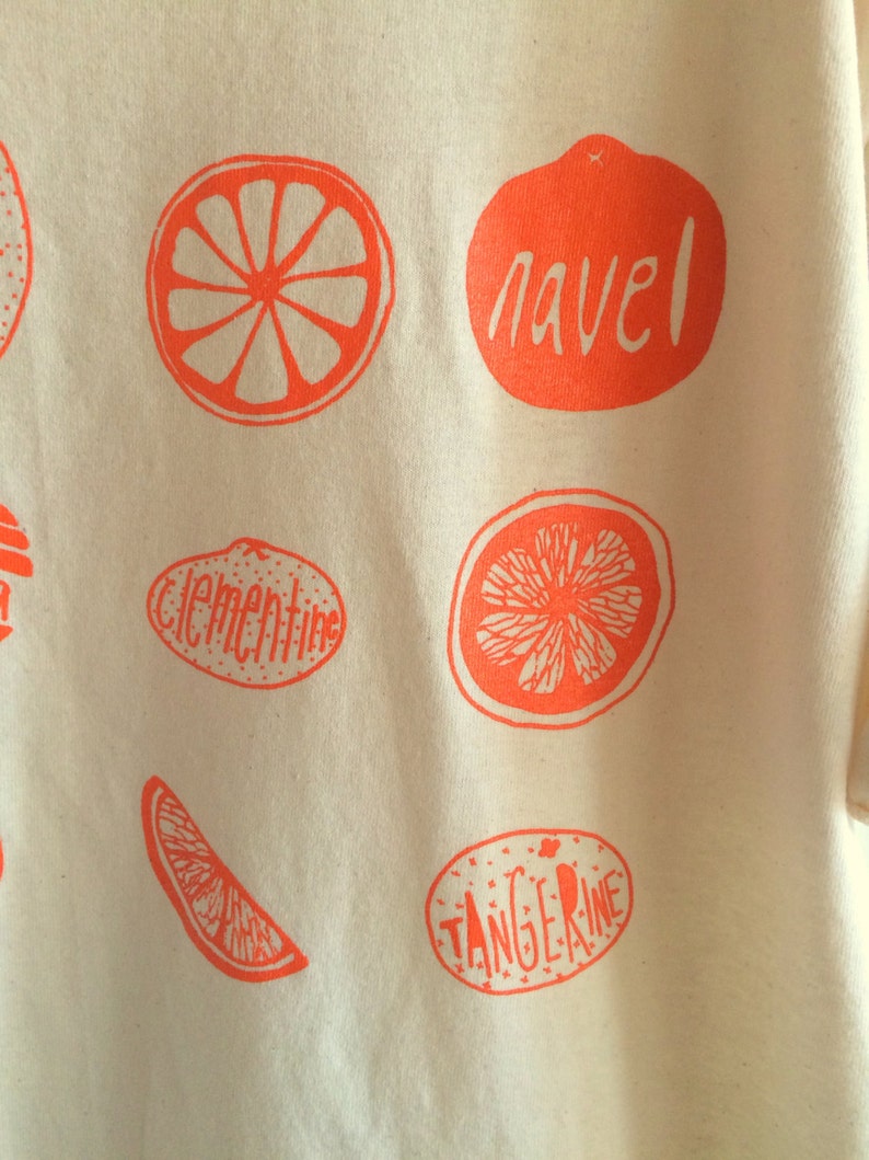 T-shirt sérigraphié Oranges Food, t-shirt graphique image 4