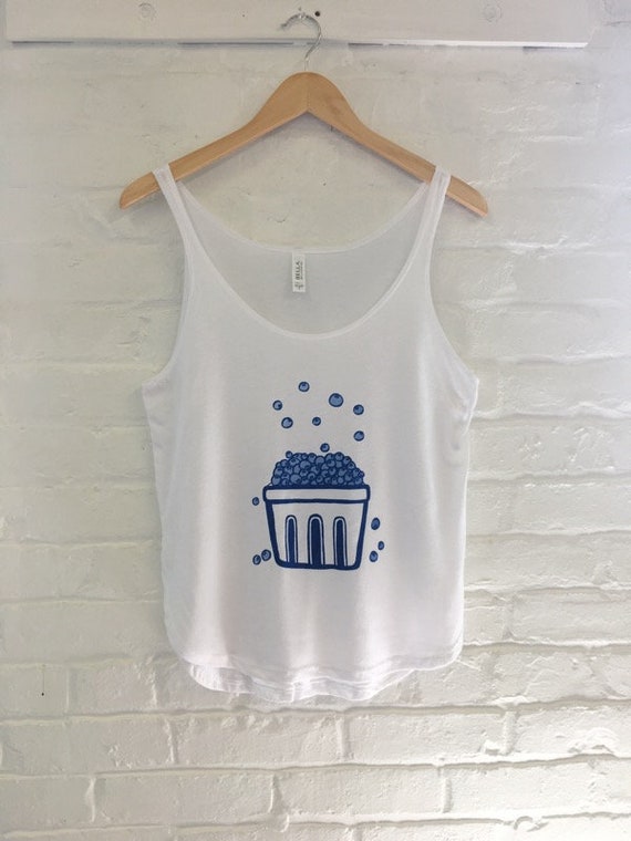Blueberry Shirt, Foodie Tee, Screen Printed T Shirt, Tank Top, Blueberry Tank