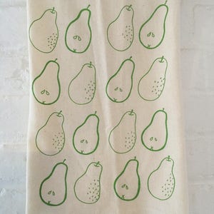 Pear Tea Towel, Screen Printed Flour Sack Towel, Natural Towel image 2