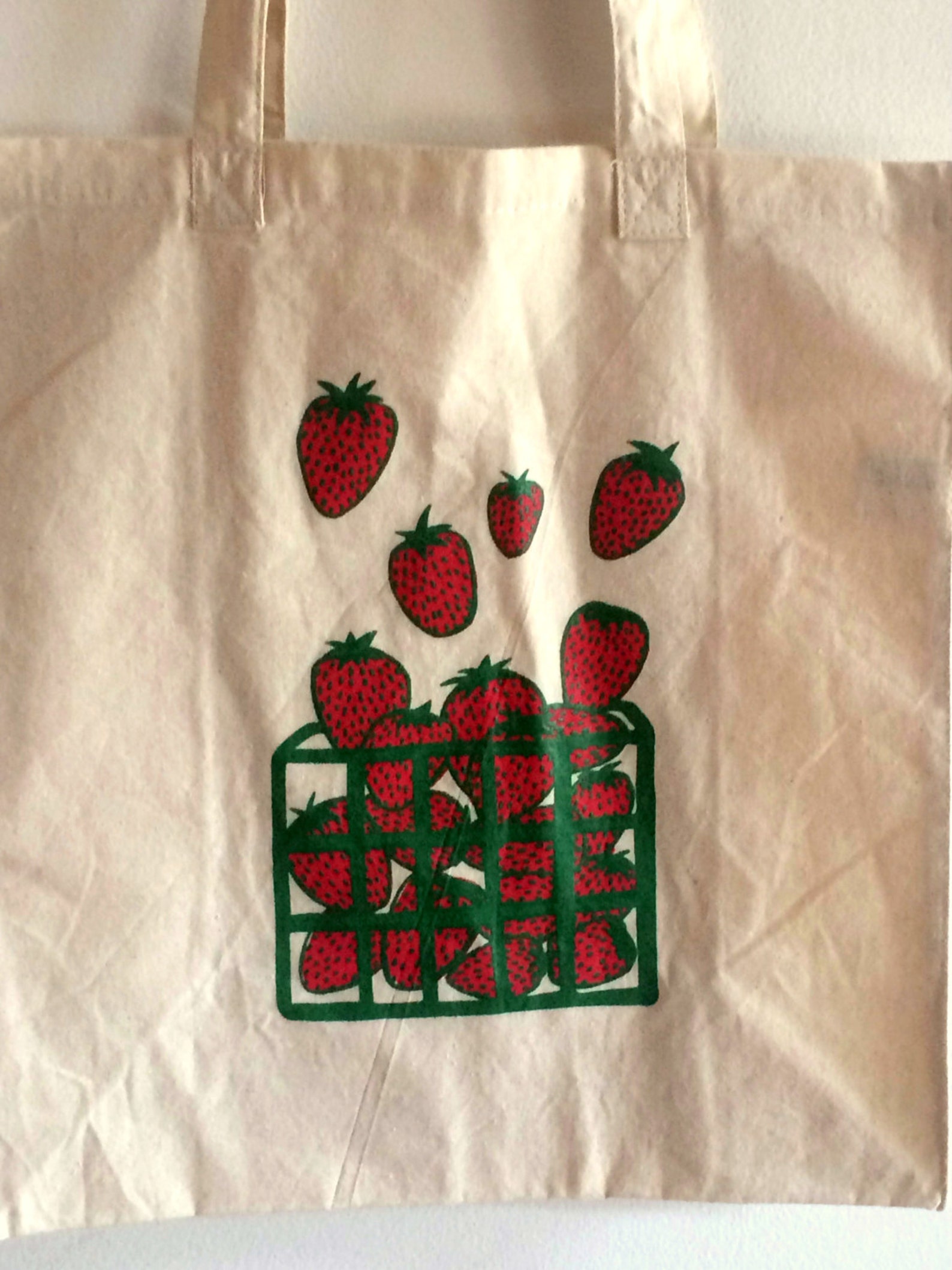 Strawberry Tote Bag Screen Printed Cotton Reusable Bag - Etsy
