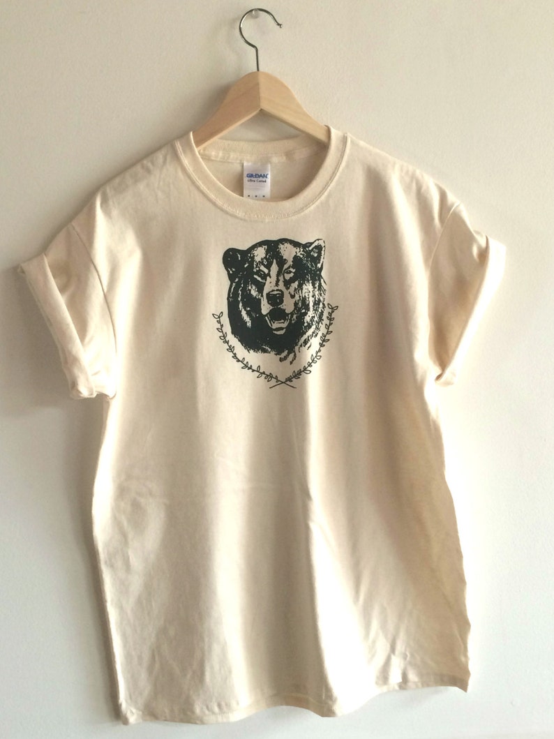 Bear T-Shirt, Graphic Tee, Screen Printed T Shirt, Camping Shirt image 1