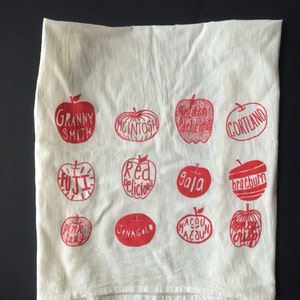 Tea Towel, Apple Tea Towel, Fall Tea Towel, Screen Printed Flour Sack Towel