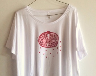 Pomegranate Shirt, Foodie Gift, Screen Printed T Shirt, Clothing Gift, Crop Top, Boxy Tee