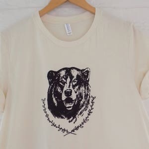 Bear T-Shirt, Camping Tee, Screen Print Shirt, Soft Style Tee image 3