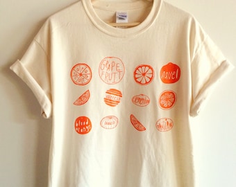 Oranges Food Screen Printed T-Shirt, Graphic Tee