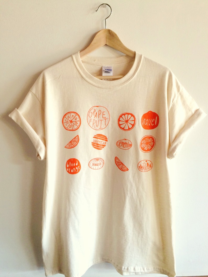 Oranges Food Screen Printed T-Shirt, Graphic Tee image 1