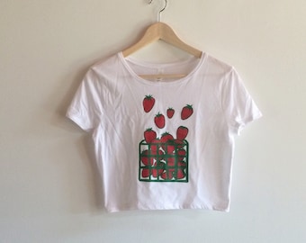 Strawberry Crop Top, Strawberry Shirt, Food Shirt, Gardening Gift, Foodie Gift