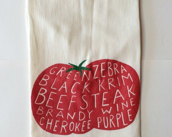 Tea Towel, Tomato Towel, Flour Sack Towel, Dish Cloth, Screen Printed Flour Sack Towel