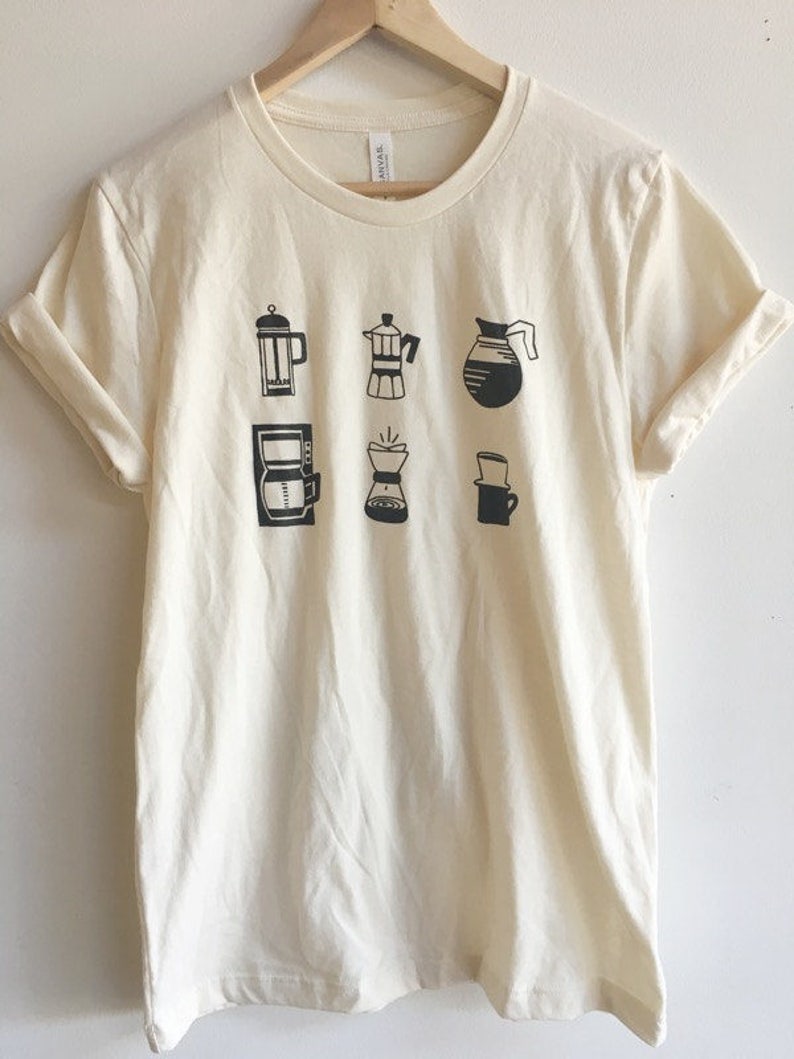 Coffee T-Shirt, Food Shirt, Coffee Screen Printed T Shirt, Clothing Gift, Foodie Gift, Coffee Gift, Soft style tee image 2