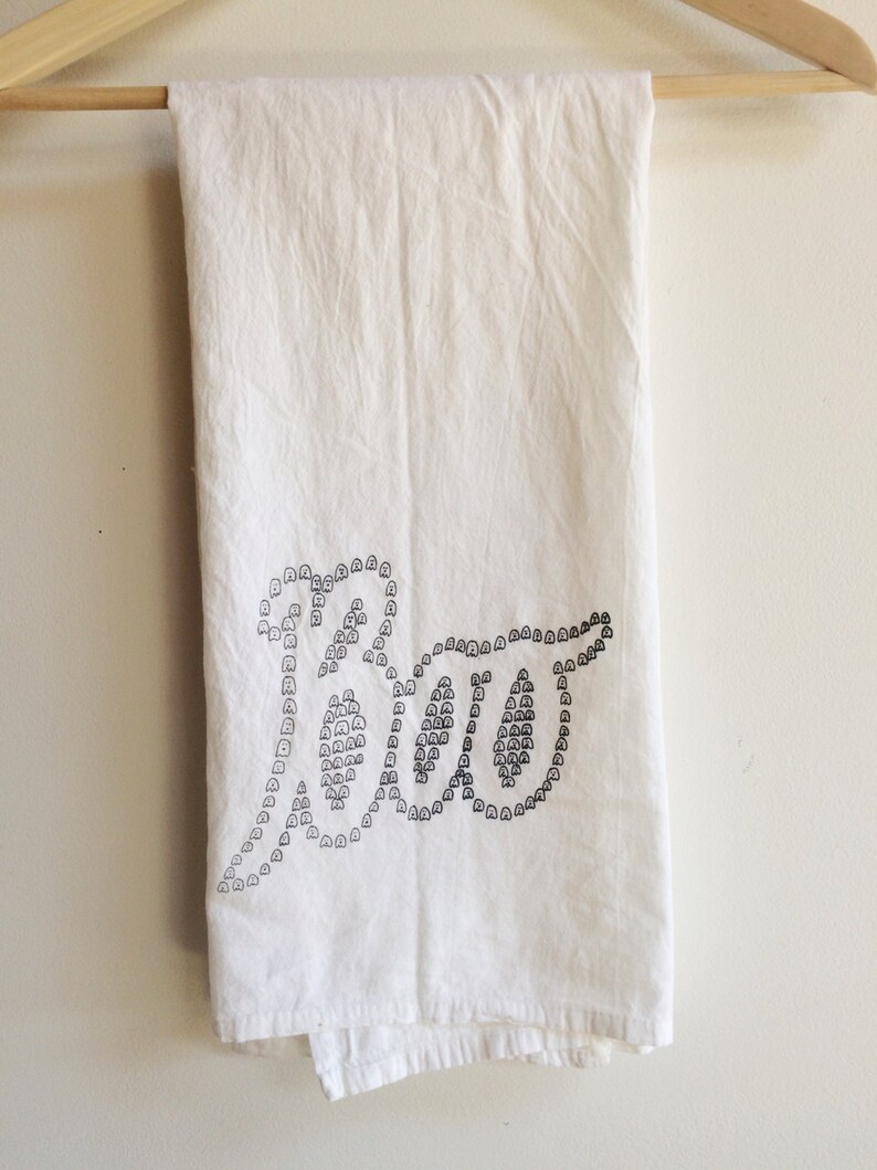 Halloween Tea Towel, Screen Printed Flour Sack Towel image 2
