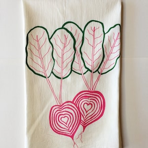 Tea Towel, Beet Towel, Foodie Gift, Screen Printed Flour Sack Towel, Gardening Gift