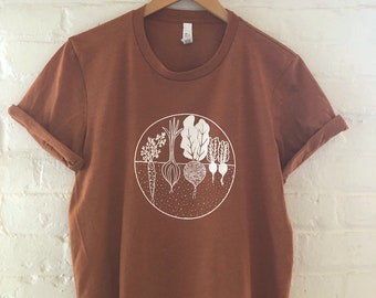 Garden T-Shirt, Vegetable Shirt, Screen Print Shirt, Soft Style Tee
