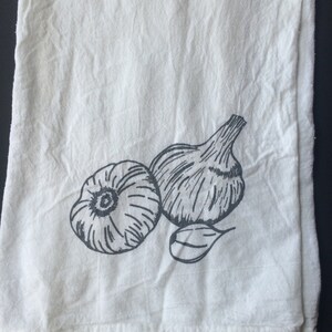 Garlic Tea Towel, Screen Printed Flour Sack Towel image 3