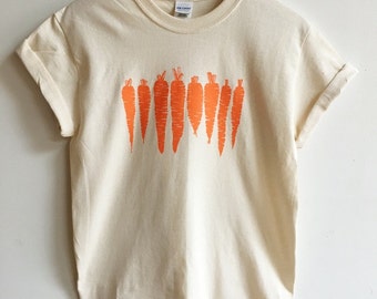 Carrot Shirt, Food Shirt, Garden Shirt, Screen Print Shirt, Vegetable Shirt
