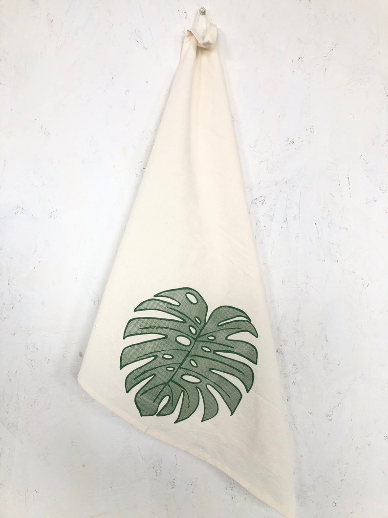 Plant Tea Towel, Plant Lover Gift, Hostess Gift, Plant Lady, Monstera image 1