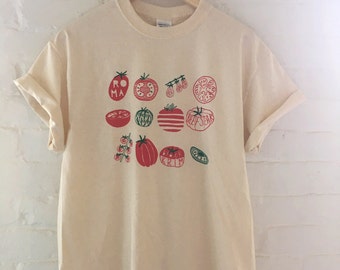 Tomato Shirt, Graphic Tee, Vegetable Screen Print Shirt, Clothing Foodie Gardening Gift
