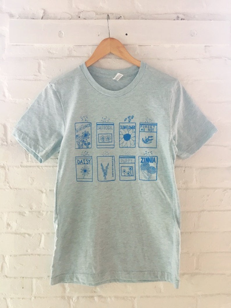 Flowers Shirt, Garden Tee, Gardening Gift, Screen Printed T Shirt, Soft Style Tee image 1