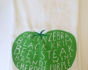 Tomato Tea Towel, Screen Printed Flour Sack Towel