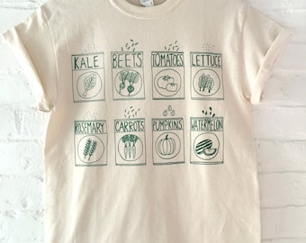 Kale Shirt, Garden Shirt, Screen Print T-Shirt, Graphic Tee, Gardening Clothing Gift