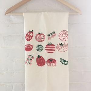 Flour Sack Towel, Tomato Tea Towel, Food Towel, Vegetable Towel, Dish Cloth, Screen Printed Flour Sack Towel