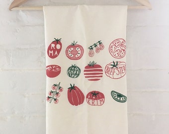 Flour Sack Towel, Tomato Tea Towel, Food Towel, Vegetable Towel, Dish Cloth, Screen Printed Flour Sack Towel