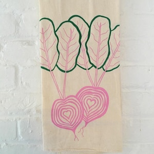 Beet Tea Towel, Screen Printed Flour Sack Towel, Natural Towel