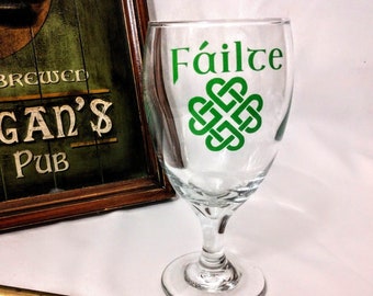 Irish Wine Glass- Celtic Heart Knot Goblet-Irish Welcome