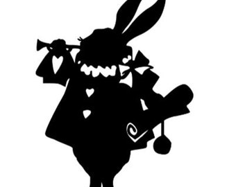 Grande decalque de coelho branco, adesivo de Alice no país das maravilhas