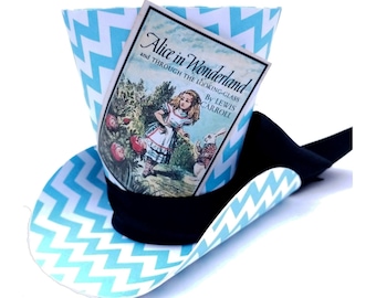 3 inch Tall Alice in Wonderland Alice Character Top Hat, Birthday, Showers, Tea Party Hat, Favor, Cake Topper