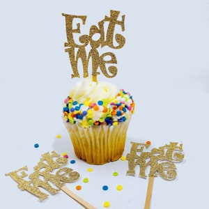 Eat Me Cupcake Toppers, Alice in Wonderland Cupcake Toppers-Set of 10