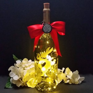 Alice in Wonderland White Rabbit Lighted Wine Bottles
