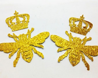Queen Bee Die Cuts, Set of 12 Gold Glitter