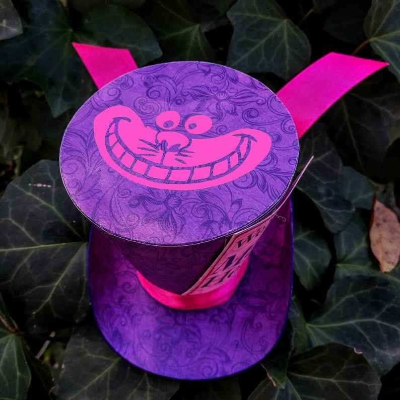 Large 4 inch Cheshire Cat Alice in Wonderland Character Top Hat, Birthday, Showers, Tea Party Hat, Favor, Cake Topper image 2