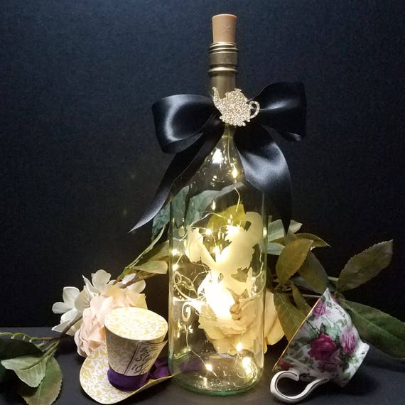 Alice in Wonderland Mad Hatter Lighted Wine Bottles Il_570xn
