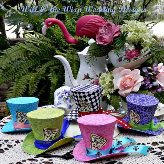 Mad Hatter Hats Alice In Wonderland Party Favors Photo Booth Props Alice Tea Party Table Decorations Onederland Party Hats High Tea Decor By Will O The Wisp Wedding Designs Catch My Party