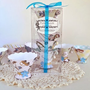 Baby Shower Paper Tea Cups, Baby Boy Shower, Set of 5 image 2