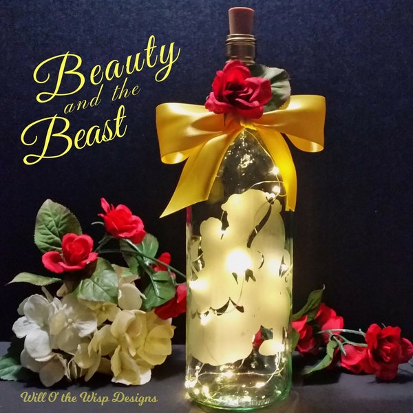 Beauty and the Beast Lighted Wine Bottle