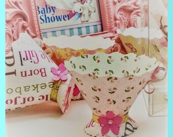 Baby Shower Paper Tea Cups, Baby Girl Shower, Set of 5