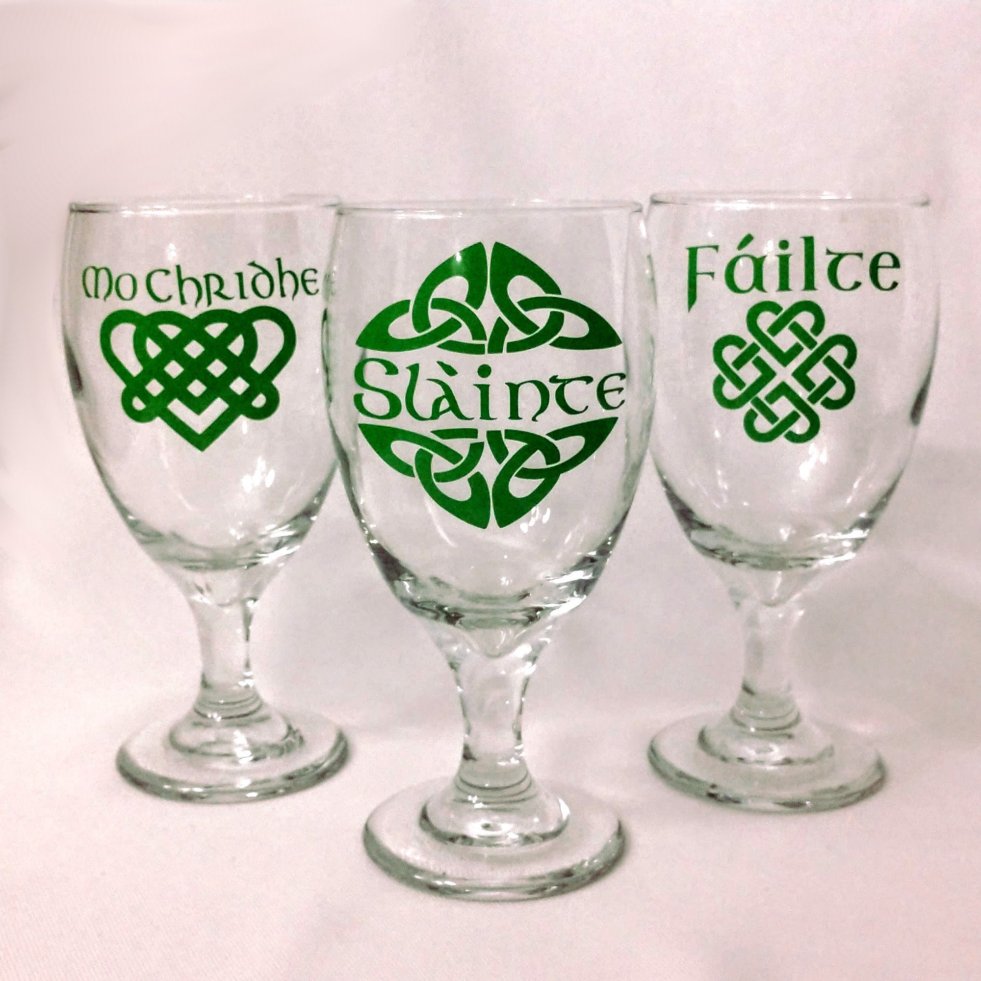 Irish Wine Glass Set Gaelic Goblets Etsy