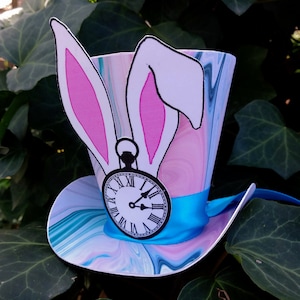 3" Alice in Wonderland  White Rabbit Character Top Hat, Mad Hatter Hats Party Favor, Tea Party Decoration