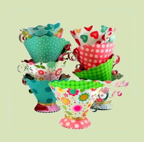 Paper Tea Cups, Alice in Wonderland, Bright, Set of 5 Il_570xn