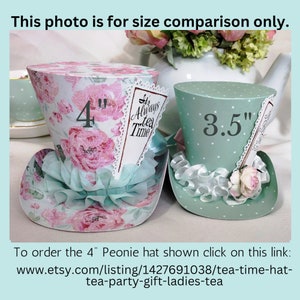 3.5 Mint Green Tea Time Hat, Tea Party Gift, Ladies Tea, Birthday, Bridal Tea, Showers, Afternoon Tea Favor, Cake Topper, Table decoration image 8