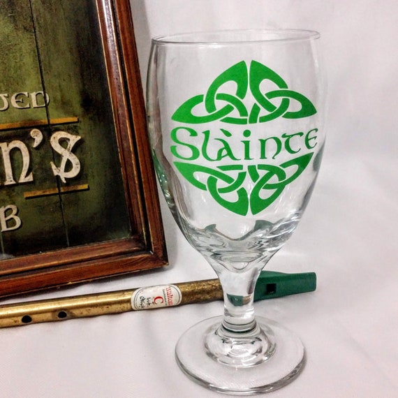 Slainte-Irish Cheers Glass-St Patrick's Day Wine Glass Il_570xn