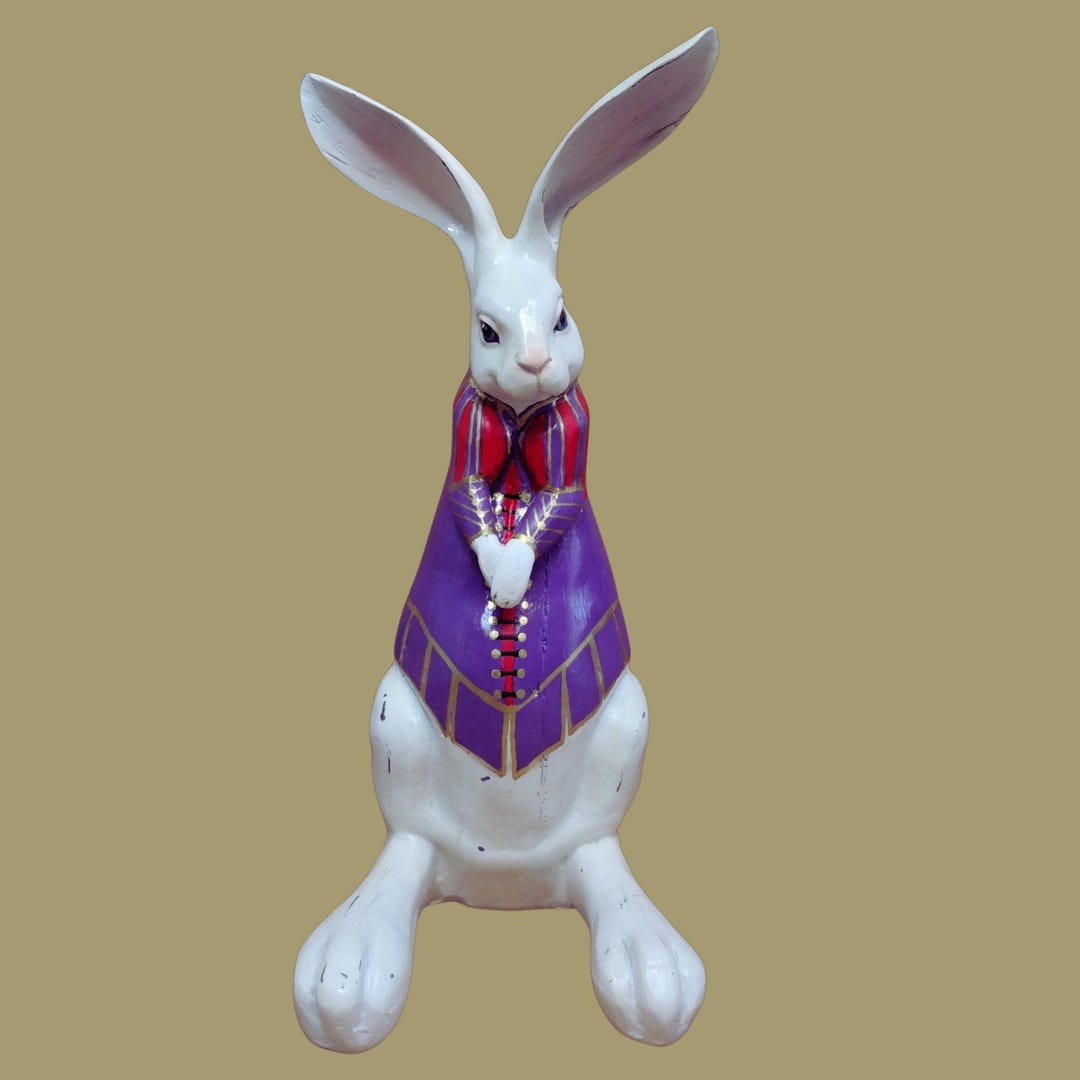Tudor Rabbits Hand-painted White Rabbit,tudor Rabbit Figurine, Renaissance ...