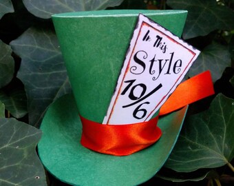 XL Inch Tall Green Mad Hatter Top Hat, Tall Alice in