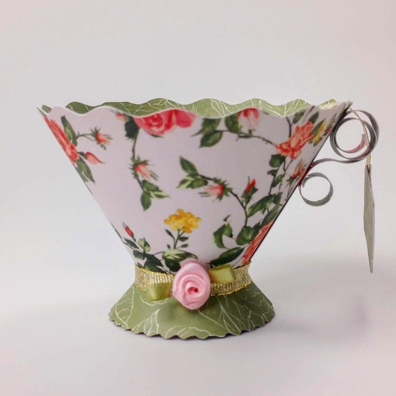 Paper Tea Cups, Tea Party Favors, Alice in Wonderland Tea Party, Set of 5, Rose Garden Il_570xn