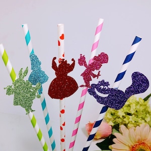Alice in Wonderland Assorted Colored Straws-set of 10